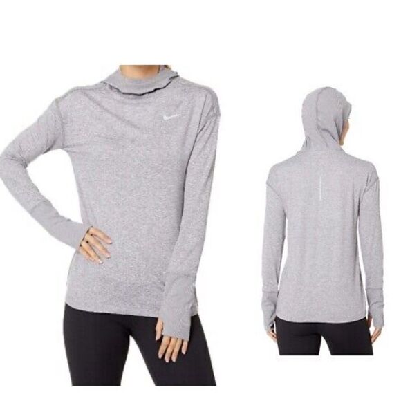 NIKE DRIFIT Element Gunsmoke Heather Running Hoodie-M - Picture 1 of 8